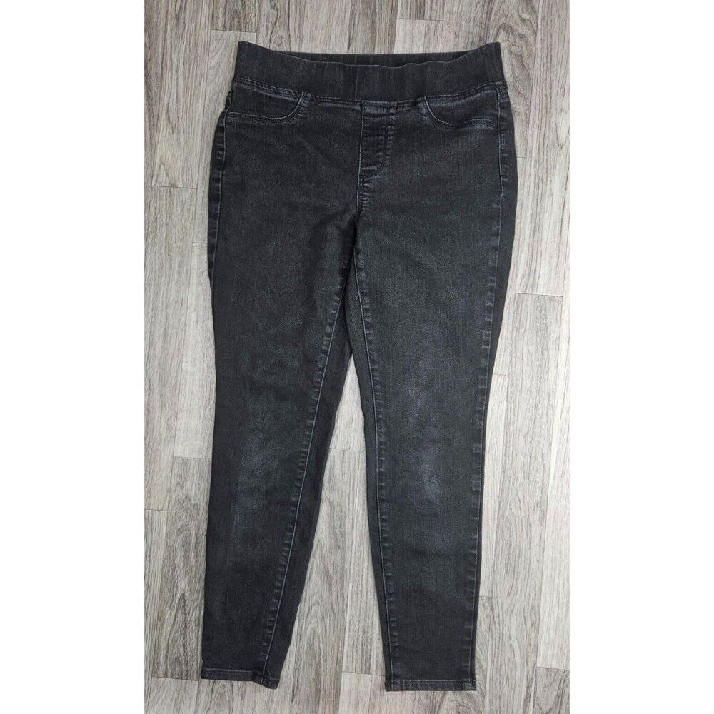 Talbots Size 6 Petite Pull On Skinny Black Grey Denim Jeans Jeggings